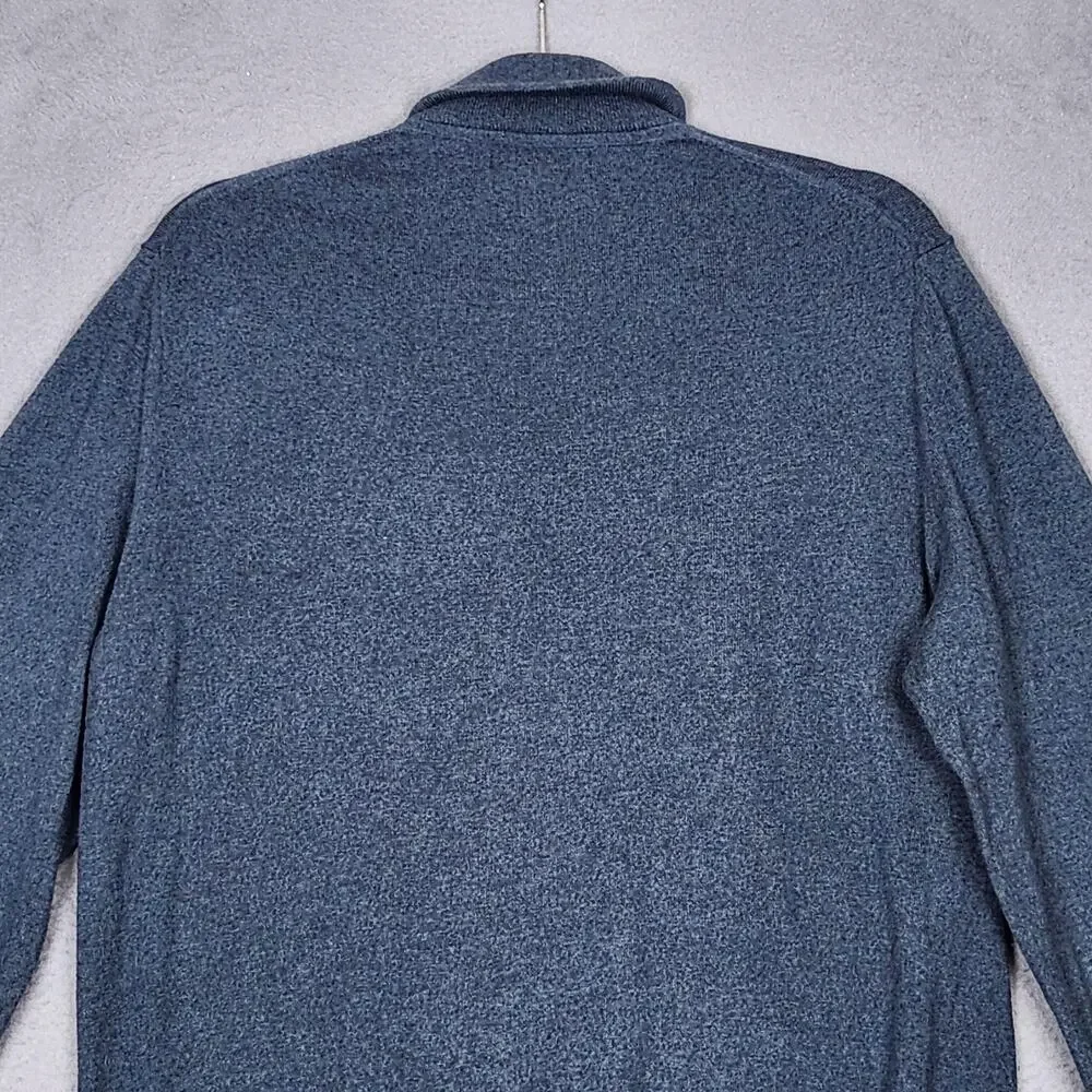 Banana Republic Sweater Mens Medium Blue Cotton Cashmere Quarter Zip Mock Neck
